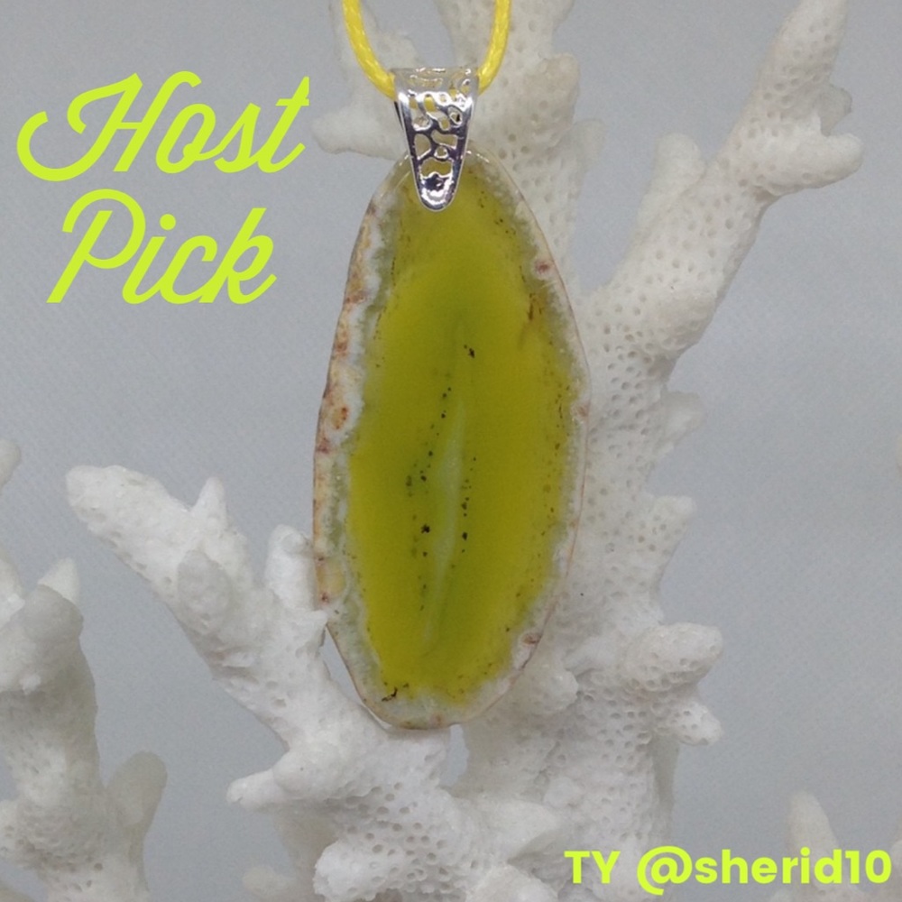 Slice Crystal Agate Necklace on Waxed Cotton Cord - Picture 7 of 12